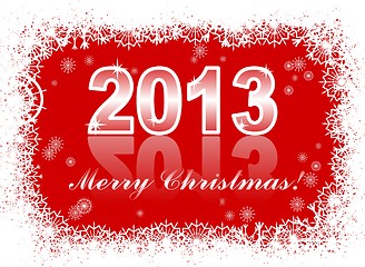 Image showing christmas and new year card  with 2013 on a red winter background  