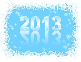 Image showing christmas and new year card  with 2013 on a blue winter background 