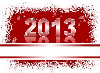 Image showing christmas and new year card  with 2013 on a red winter background  