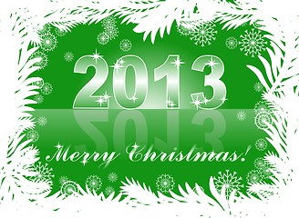 Image showing christmas card with 2013 on a green winter background