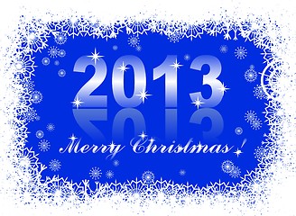 Image showing christmas and new year card  with 2013 on a blue winter background 