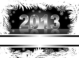 Image showing christmas and new year card  with 2013 on a black winter background