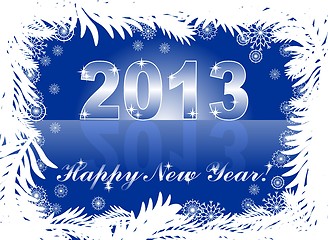 Image showing christmas and new year card  with 2013 on a blue winter background 