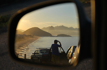 Image showing Sunset on Piratininga beach from the mirror