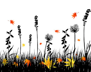 Image showing autumn meadow silhouettes