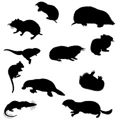 Image showing beavers silhouettes set