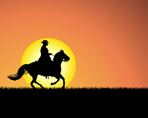 Image showing horse on sunset background