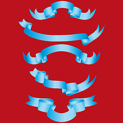 Image showing set of blue ribbons