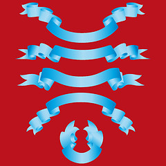 Image showing set of blue ribbons