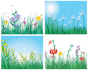 Image showing color set of grass backgrounds