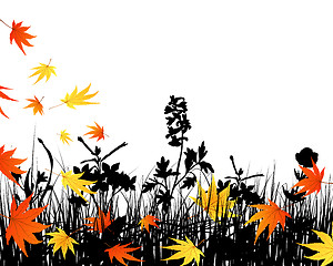 Image showing autumn meadow silhouettes