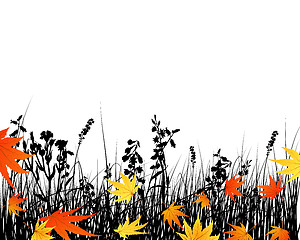 Image showing autumn meadow silhouettes