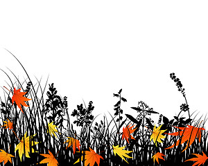 Image showing autumn meadow silhouettes