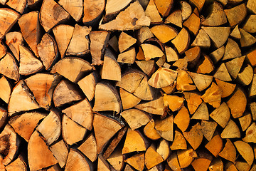 Image showing Pile of wood logs ready for winter