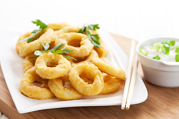 Image showing Fried calamari rings