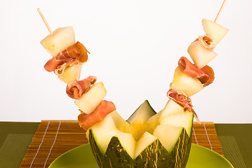 Image showing Melon with ham