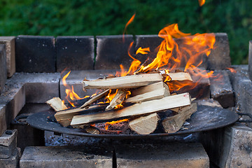 Image showing Burning Wood In The Fireplace