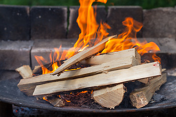 Image showing Burning Wood In The Fireplace