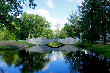 Image showing Bridge and pond