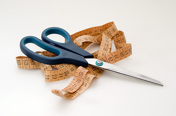 Image showing Measuring tape and scissors