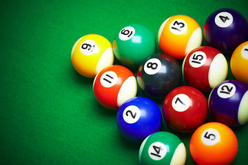 Image showing billiard balls on green cloth