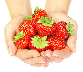 Image showing Strawberry in hands