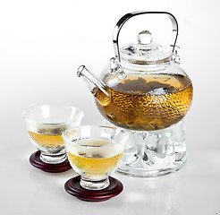Image showing glass teapot Chinese tea