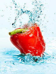 Image showing Pepper and water