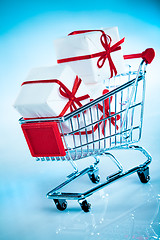 Image showing shopping cart ahd gift