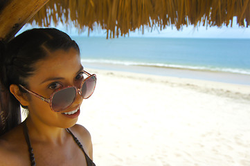 Image showing Woman under a Palapa