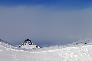 Image showing Off-piste slope and trace of avalanche