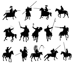 Image showing Vector horsemen set