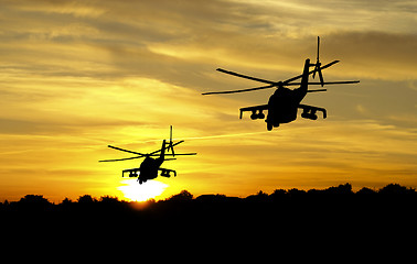 Image showing Helicopter silhouettes