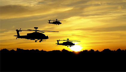 Image showing Helicopter silhouettes