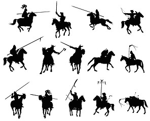 Image showing Vector horsemen set