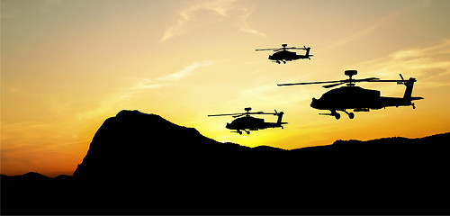 Image showing Helicopter silhouettes