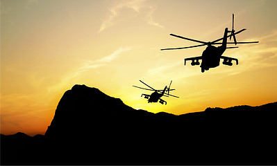 Image showing Helicopter silhouettes