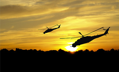 Image showing Helicopter silhouettes