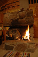 Image showing Fireplace with log fire
