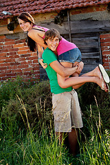 Image showing young couple in love having fun in summer outdoor