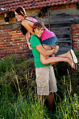 Image showing young couple in love having fun in summer outdoor
