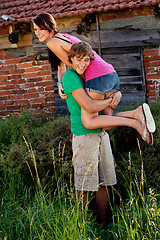 Image showing young couple in love having fun in summer outdoor