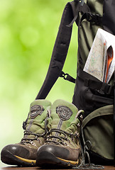 Image showing backpack and shoes backpackers