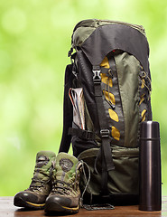 Image showing backpack and shoes backpackers