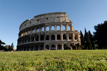 Image showing Colosseum and green lawn