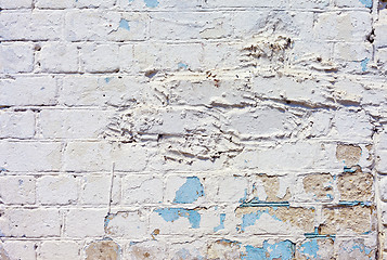 Image showing white textured brick wall painted