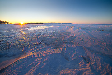 Image showing Beautiful winter landscape of sunrise