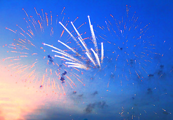 Image showing fireworks in evening sky