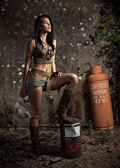 Image showing Dark moody portrait of beautiful woman