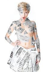 Image showing Woman wearing newspaper fashion